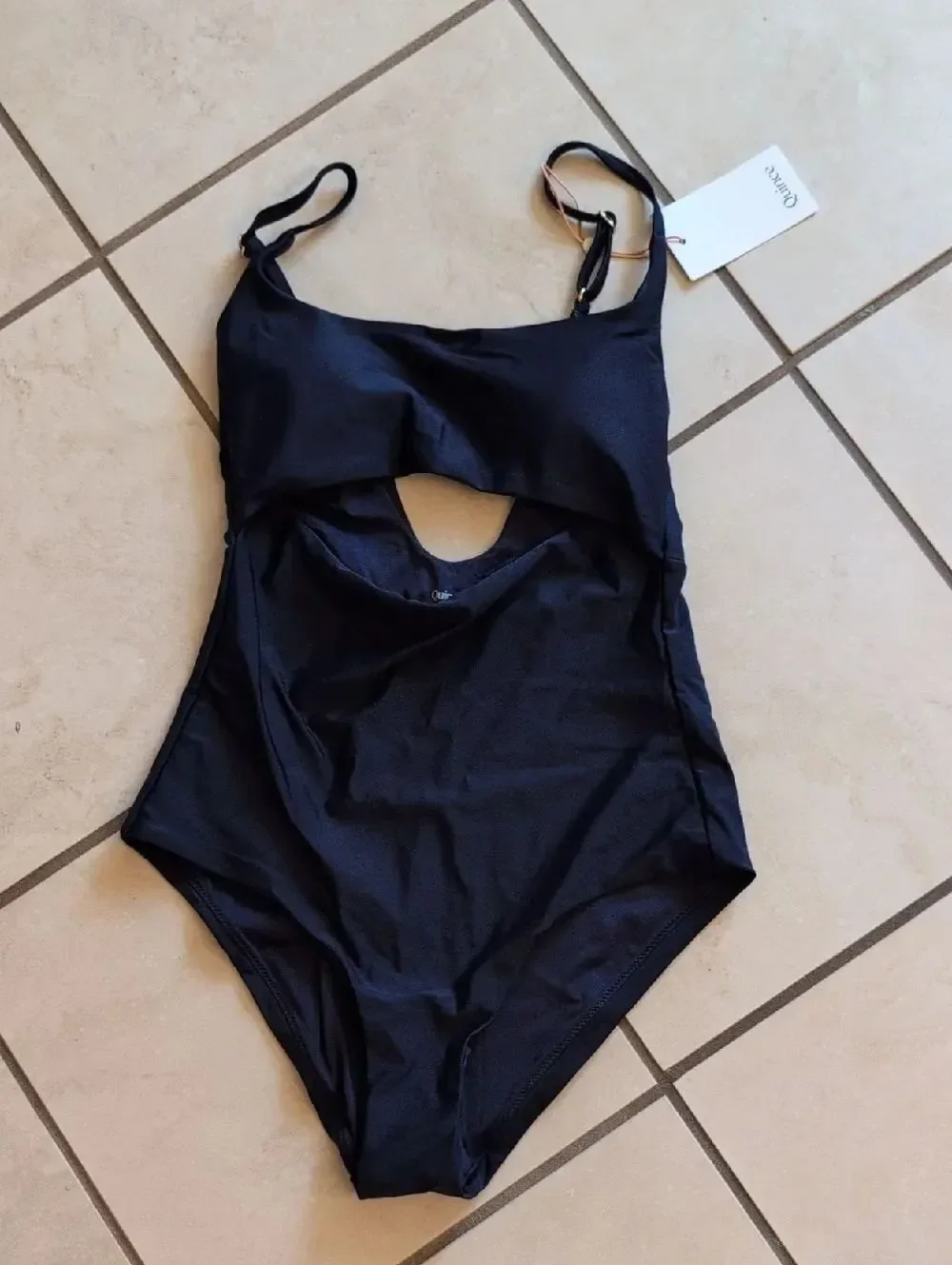 NWT Quince Italian Cutout One-Piece Swimsuit Deep Navy Blue Size M